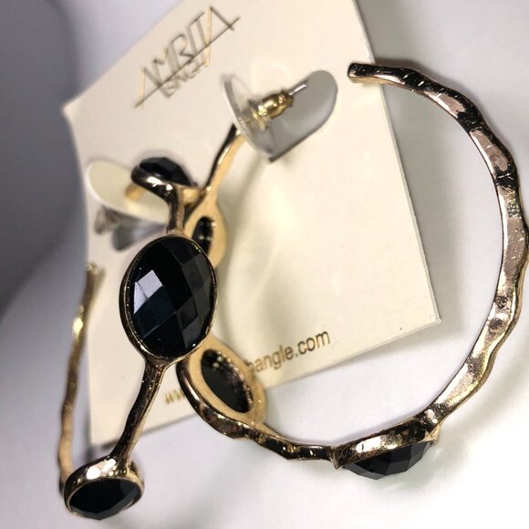 Amrita Gold & Black Hoop Earrings - Picture 2 of 5